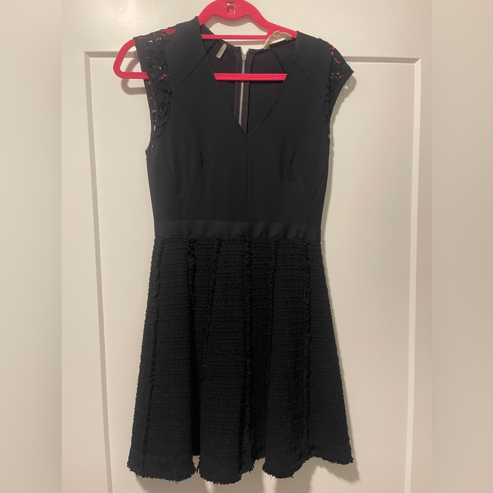 Rebecca Taylor Knit Tweed Black Dress